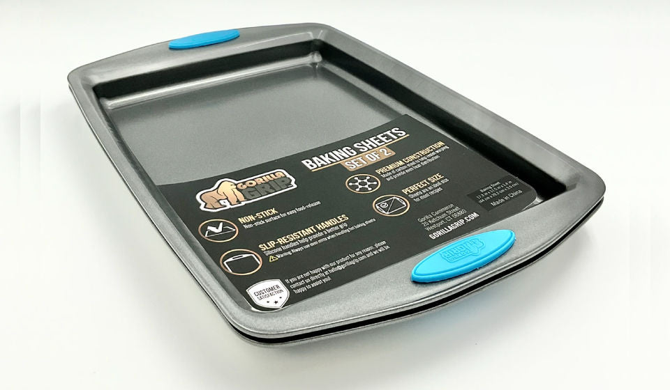 Oven Tray Twin Pack 440mm Aqua Blue Grip - COOBA0032 - Front View