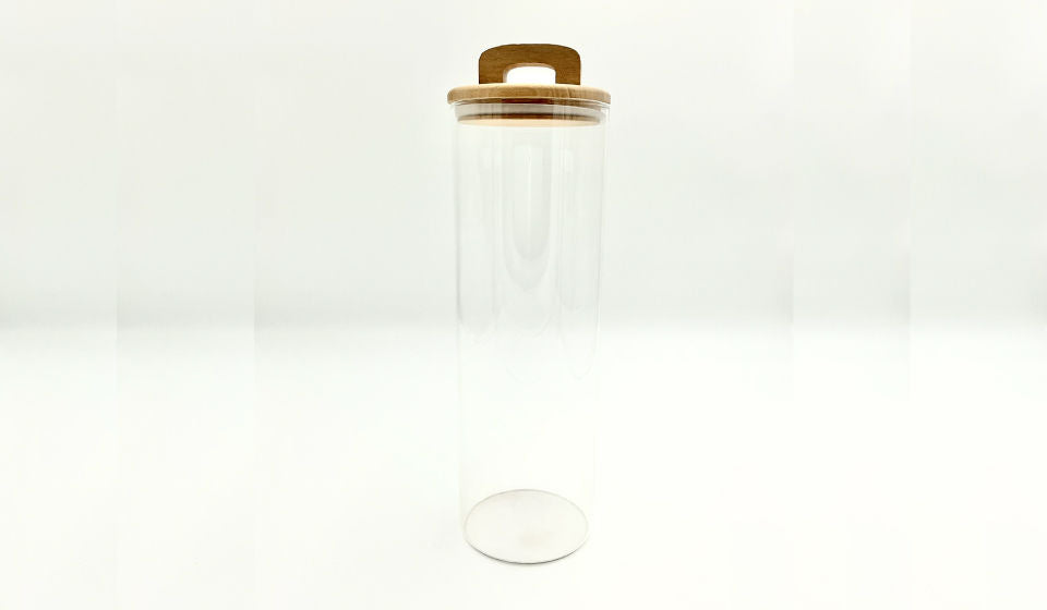 Acacia Wood Glass Storage Jar 1800ml - GLAGL0012 - Front View
