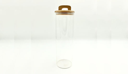 Acacia Wood Glass Storage Jar 1800ml - GLAGL0012 - Front View