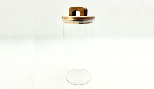 Acacia Wood Glass Storage Jar 1300ml - GLAGL0013 - Front View